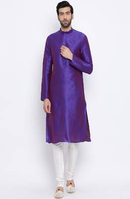 Namaskar Purple Solid dupion silk men-kurtas 1