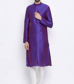 Namaskar Purple Solid dupion silk men-kurtas