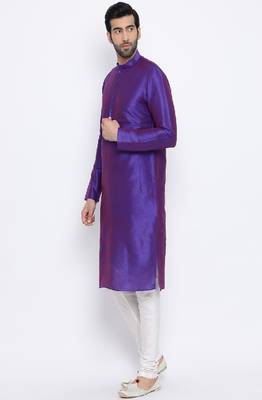 Namaskar Purple Solid dupion silk men-kurtas 2