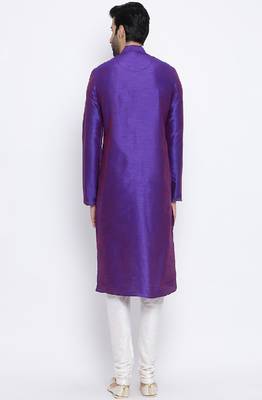 Namaskar Purple Solid dupion silk men-kurtas 3