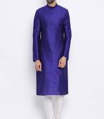 Namaskar Royal Blue Solid dupion silk men-kurtas
