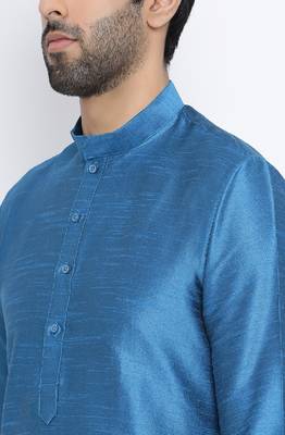 Namaskar Blue Solid dupion silk men-kurtas 4