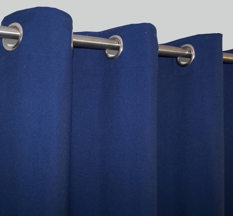  Heavy Polyester Navy Blue Water Repellent Curtain with 8 Metal Eyelets for Living Room (54 x 90 inches, Single pc)