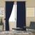  Heavy Polyester Navy Blue Water Repellent Curtain with 8 Metal Eyelets for Living Room (54 x 90 inches, Single pc)