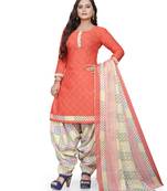 Peach printed cotton salwar