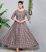All Season Designer Grey Brown Pure Cotton Gown