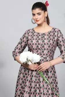 All Season Designer Grey Brown Pure Cotton Gown