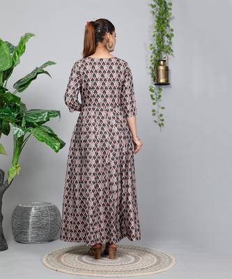 All Season Designer Grey Brown Pure Cotton Gown 3
