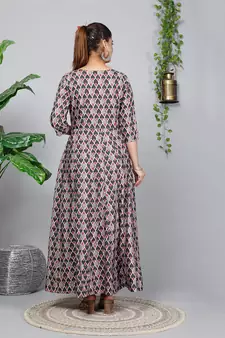 All Season Designer Grey Brown Pure Cotton Gown