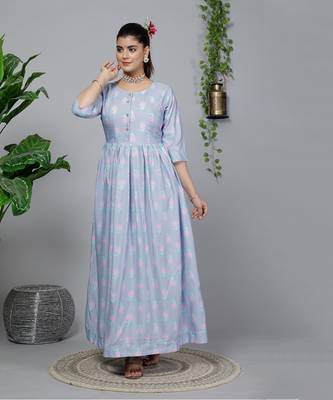Partywear Designer Lavender Pure Cotton Gown 1