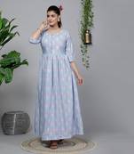 Partywear Designer Lavender Pure Cotton Gown