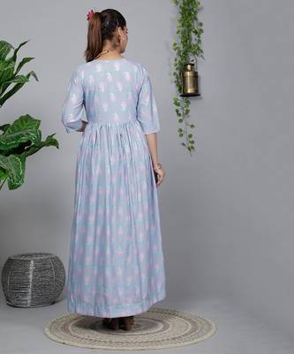 Partywear Designer Lavender Pure Cotton Gown 2