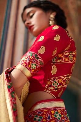 Ivory woven silk saree with blouse 2