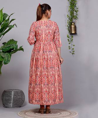 Partywear Designer Light Coral Pure Cotton Gown 2