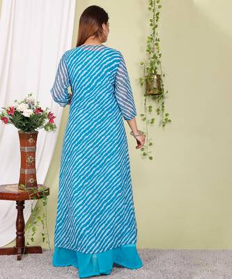 Partywear Designer Digital print Sky  Pure Georgette Gown 4