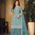 Sky-blue embroidered net salwar kameez