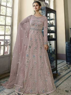 Pink embroidered net salwar 1