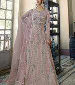 Pink embroidered net salwar