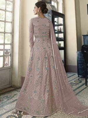 Pink embroidered net salwar 2