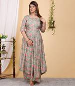 PartyWear Designer Light Sea Green Pure Cotton Plazzo Suit
