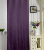 Lushomes Polyester Purple Satin Plain Long Door Curtain with 8 Metal Eyelets (54 x 108 inches, Single pc)