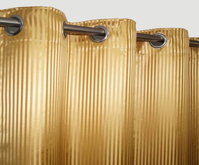 Lushomes Polyester Gold Satin Striped Blackout Long Door Curtain with 8 Metal Eyelets (54 x 108 inches, Single pc)