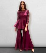 Wine colored Sharara Peplum