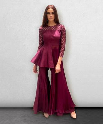 Wine colored Sharara Peplum 2