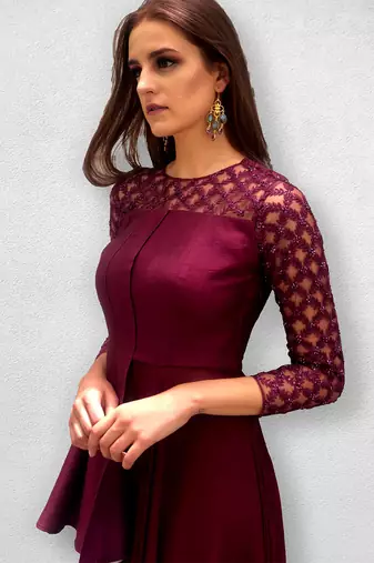 Wine colored Sharara Peplum