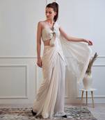Ivory Drape Saree With Blouse