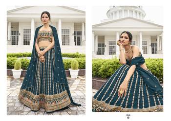 Designer Fancy Party Wear Georgette Lehenga Choli With Sequence Work Semi Stitched 2