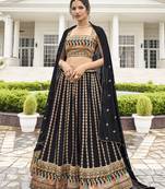 Black Color Designer Fancy Party Wear Georgette Lehenga Choli With Sequence Work Semi Stitched