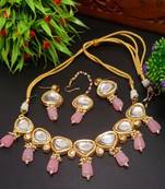 PinkHandmade Loop Fitting Beaded Designer Necklace for Women Wedding