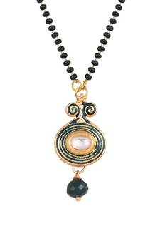 Green Copper Antique Gold Plated Traditional Mangalsutra