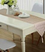 Lushomes Golden & Cream Silk Festive Runners with Triangle Ends and Tassels on Both Sides (Single Pc, 12 x 70 inches)