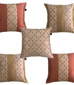 Lushomes Jacquard Orange Orange Design 2 Cushion Cover Set (Pack of 5, 16 x 16 inches)