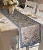 Lushomes Warm Silver Jacquard Polyester Runner with Polyester Border (16 x 72 inches, Single Pc)