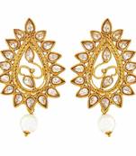 Indian Traditional Jewelry Sexy Kundan Drop Earrings White Goldd