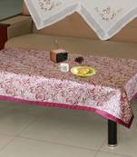 Lushomes Pink 1 Selfdesign Jaquard Centre Table Cover (36 x 60 inches, Single pc)