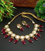 Red Handmade Loop Fitting Beaded Designer Necklace for Women Wedding