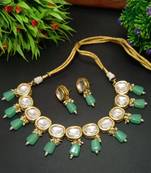 Green Handmade Loop Fitting Beaded Designer Necklace for Women Wedding