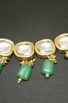 Green Handmade Loop Fitting Beaded Designer Necklace for Women Wedding