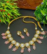 Pink Handmade Loop Fitting Beaded Designer Necklace for Women Wedding