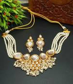 White Handmade Loop Fitting Beaded Designer Necklace for Women Wedding