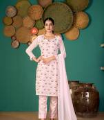 Baby-pink multi resham work faux georgette salwar