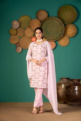 Baby-pink multi resham work faux georgette salwar 3