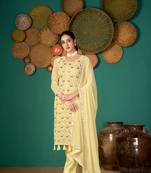 Light-lemon multi resham work faux georgette salwar
