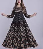 ftDiva Women Paisley Anarkali Kurta in Black