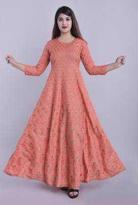 Women Paisley Anarkali Kurta in Pink 1