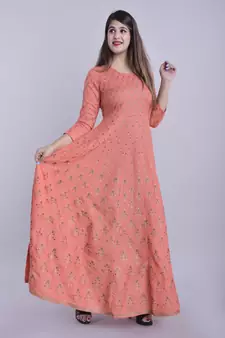 Women Paisley Anarkali Kurta in Pink